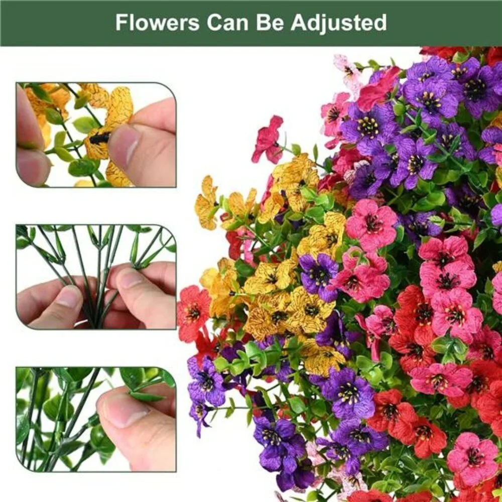 Artificial Outdoor Flowers 20 Bundles UV Resistant Faux Plants Porch Decor